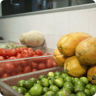 Boxes with different fruits and vegetables